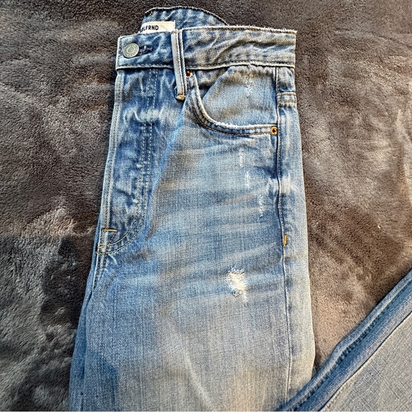 GRLFRND Carla Straight Leg Jeans Sz. 25 semi distressed high waisted medium wash - Picture 4 of 9